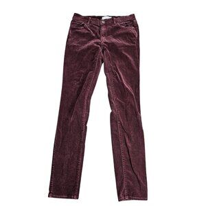 LOFT Modern Skinny Womens 2 Dark Red Corduroy Mid Rise Stretch Pants Slim
